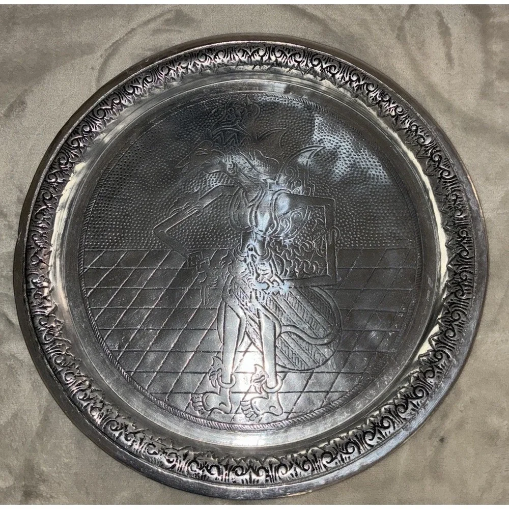 Vintage‎ Indonesian Plate Brotoseno Wayang Etched Triple Silver Plate TS 13